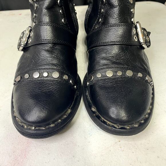 Sam Edelman Studded Buckle Leather Boots Punk Gothic Rocker Womens Size 8.5 - Picture 12 of 16